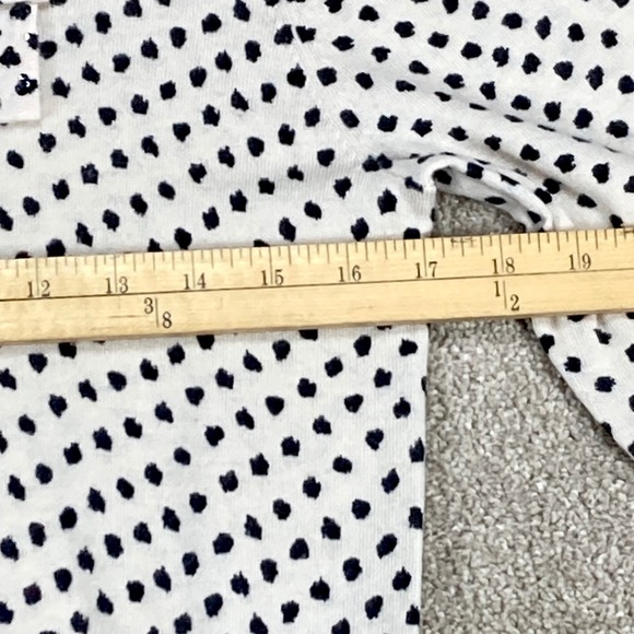 J. Crew Womens Sweater Medium Cream Black Polka Dot Merino Wool Cardigan - Picture 6 of 11